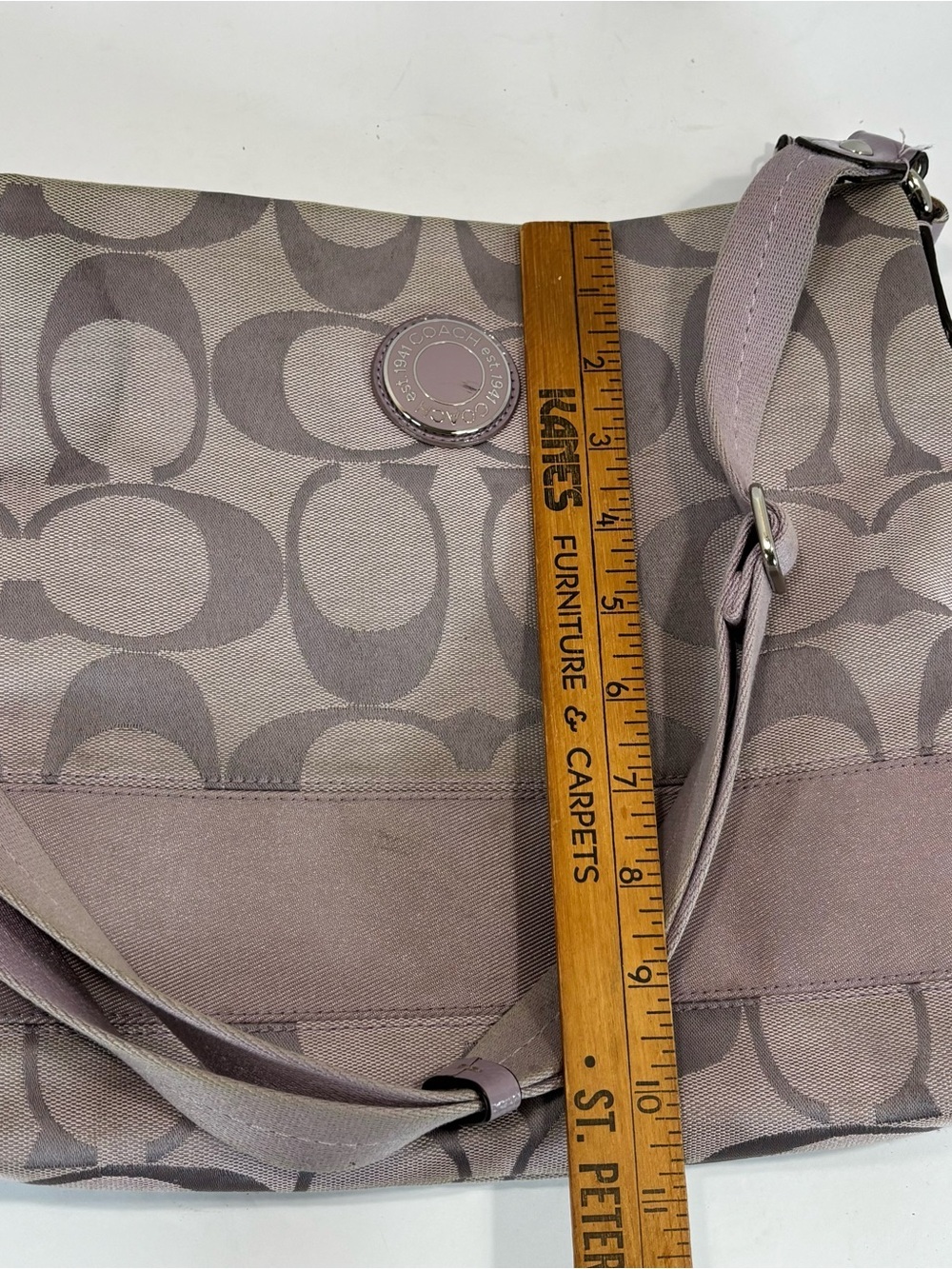 Coach Crossbody in Taupe and Lavender Trim - Picture 13 of 13